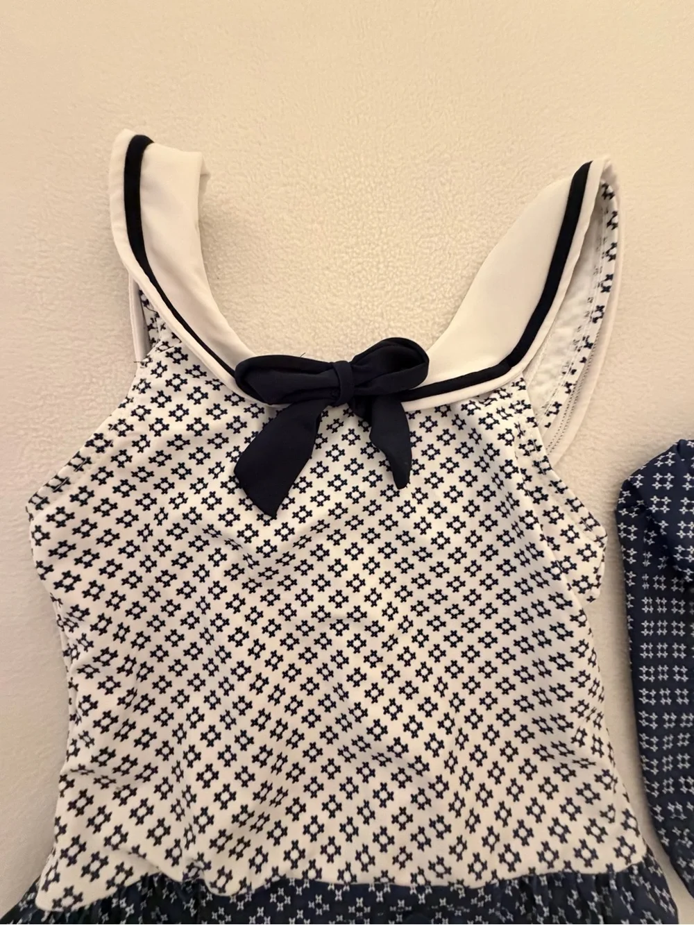 Mia Belle Blue & White Geometeic Swimsuit